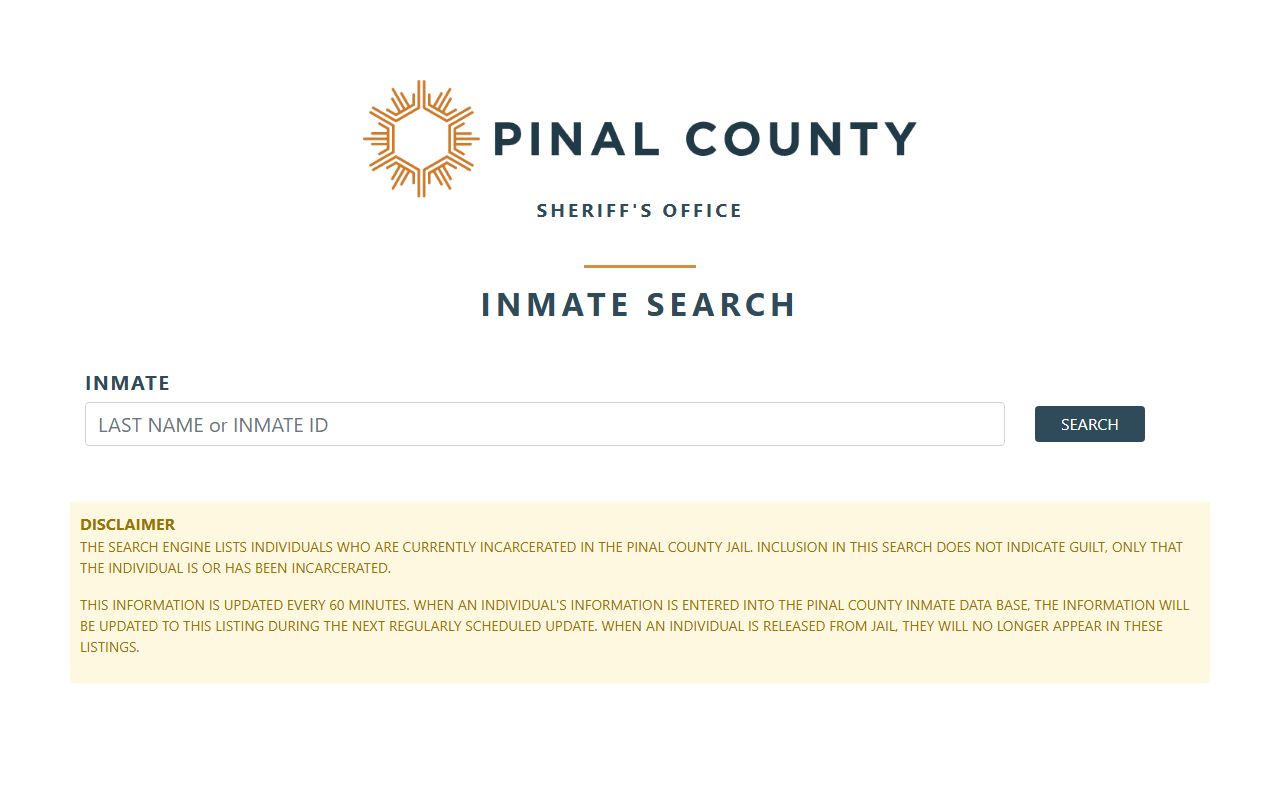 Pinal County inmate search offline notice for released inmates