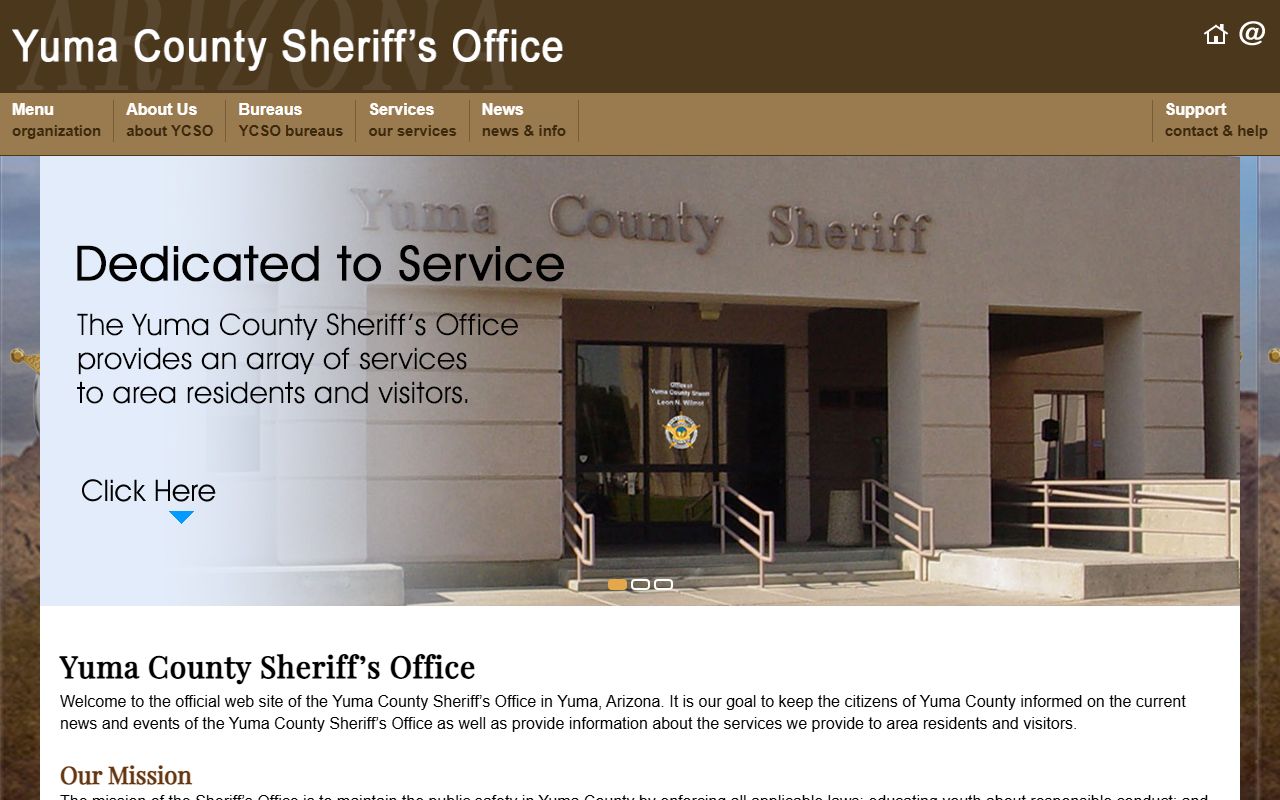 Yuma County Arizona Sheriff Office website for released inmate records