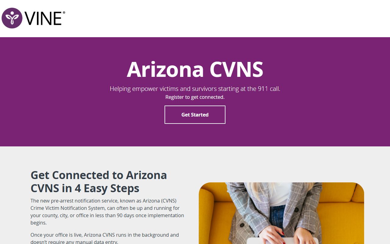 Arizona VINE victim notification system for released inmates